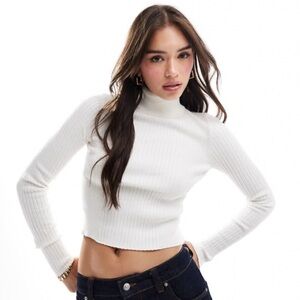 ASOS White Ribbed Turtleneck Sweater